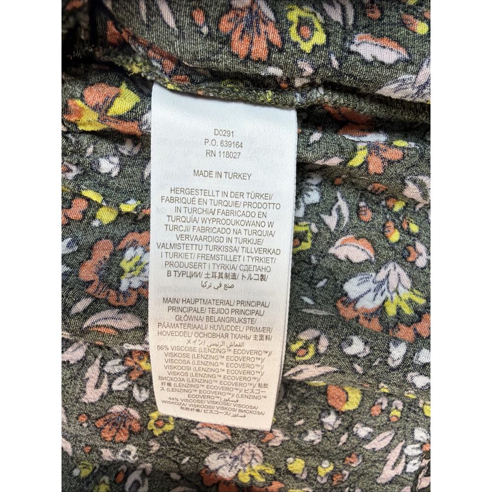 BODEN Dress Sz 14 Olive Floral Print Stretch 3/4 Sleeves Knee Tiered Cottagecore - Picture 8 of 12